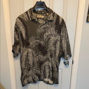 Tommy Bahama Black and Cream Palm Shirt